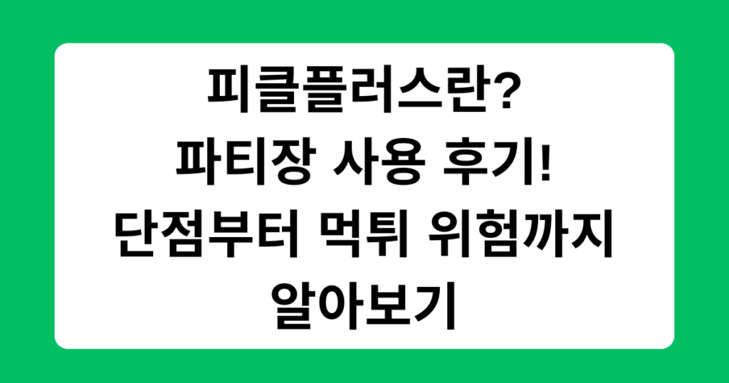 피클플러스란? 파티장 사용 후기! 단점부터 먹튀 위험까지 알아보기