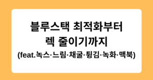 블루스택 최적화부터 렉 줄이기까지 (feat.녹스·느림·채굴·튕김·녹화·맥북)