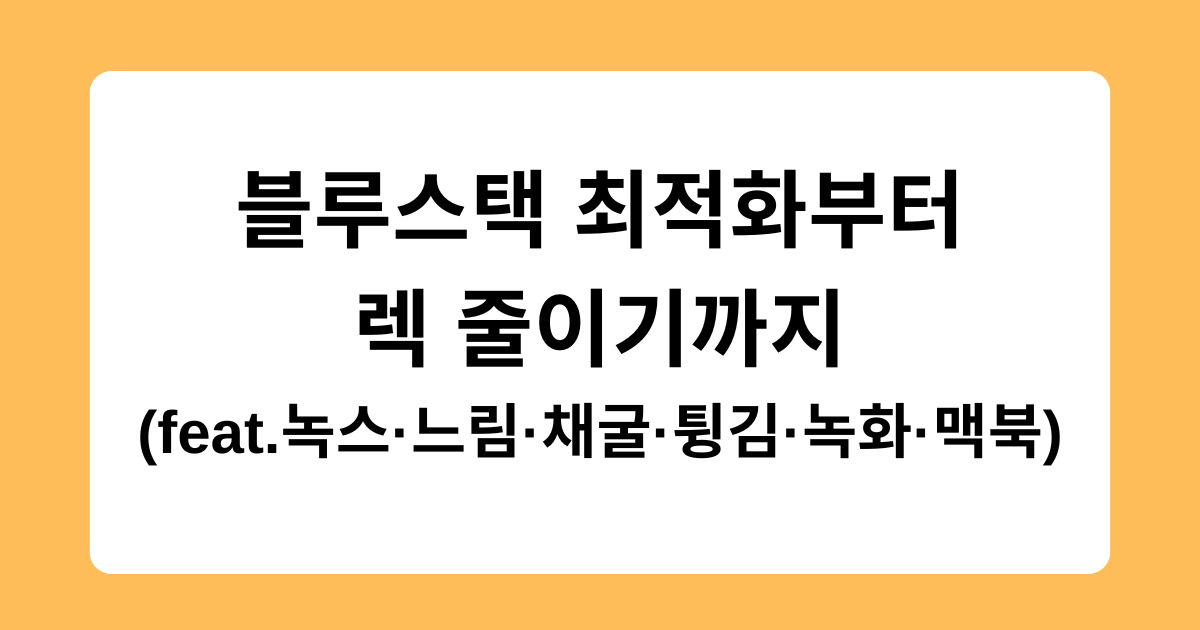 블루스택 최적화부터 렉 줄이기까지 (feat.녹스·느림·채굴·튕김·녹화·맥북)